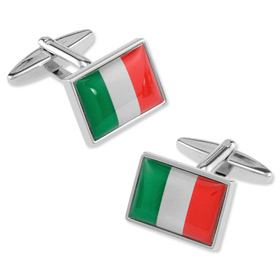 Italian Flag Cufflink by Enrico Pardini - Silver Rhodium Italian Flag Cufflink by Enrico Pardini - Silver Rhodium