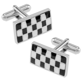 Rectangular Check Cufflink by Enrico Pardini -  Silver Rhodium