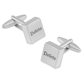 Delete Button Cufflink by Enrico Pardini -  Silver Rhodium
