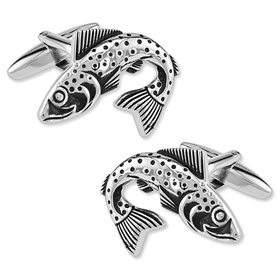 Fish Cufflink by Enrico Pardini -  Silver Rhodium
