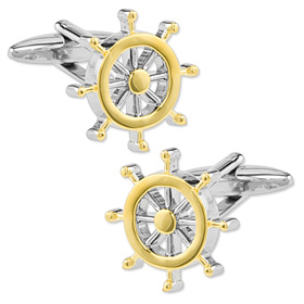Ship's Wheel Cufflink by Enrico Pardini -  Silver Rhodium