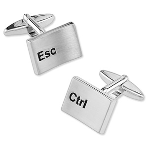 Esc & Control Key Cufflink by Enrico Pardini -  Silver Rhodium