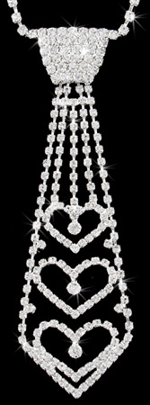 Mini Heart 5.75 inch Crystal Necktie by Rabella clear rhinestone ties