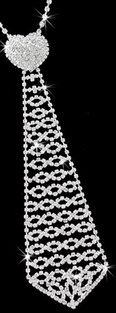 Crystal Necklace - Braided 8.5 Inch Crystal Necktie By Rabella Clear Rhinestone Ties