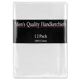 12 Pack Hankies Handkerchief by Umo Lorenzo -  White Cotton