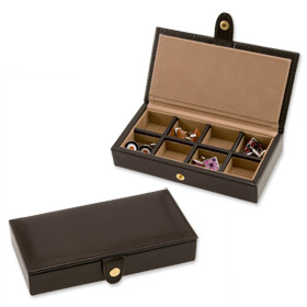 Cheap Cufflinks - Brown Cufflinks Organizer Box By Enrico Pardini Brown Leatherette Storage Devices