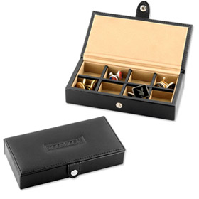 Black Jewelry Boxes - Cufflink Storage Box By Necktie Accessories Black Leatherette Storage Devices