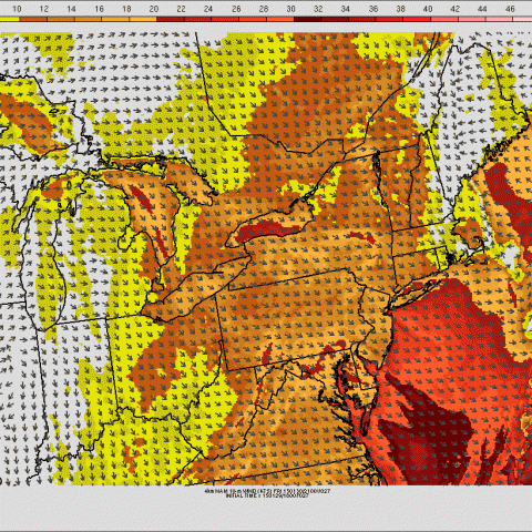 Sustained winds Friday Afternoon