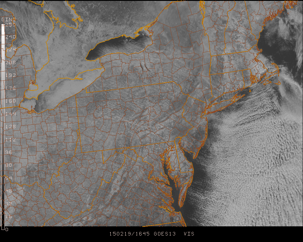 GOES Visible light image of a very snowy northeast today.