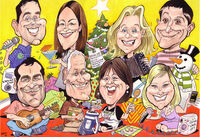Family caricature portrait