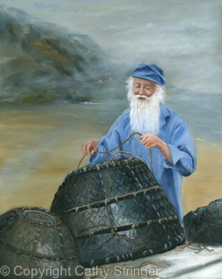 Mending Pots at Portloe
