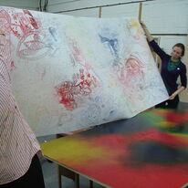 Big Draw - Lifting the monoprint off the inked table