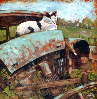 Cat on a mini bonnet