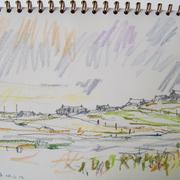 drawing Shawbost across the Loch