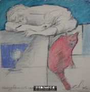Sleeping figure with cat