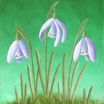 Three Snowdrops in Grass