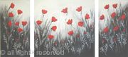 Black and Silver Poppy Triptych