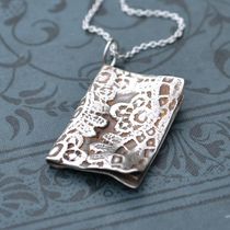 Handmade silver book necklace