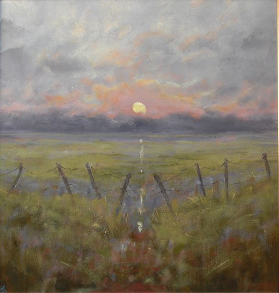 Sunset and Fence Posts