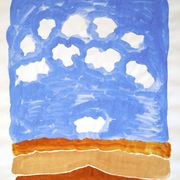 Black Sheep at High Noon with Large Frolicking Clouds