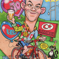 Cyclist's 50th Birthday Gift Caricature