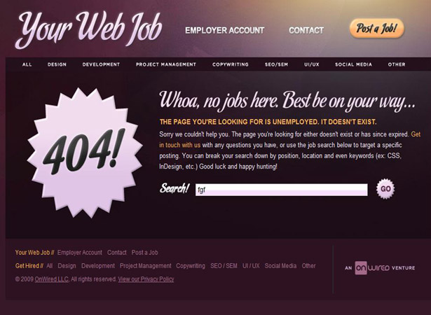 Cool error 404 page design