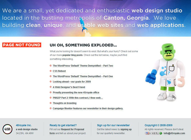 Cool error 404 page design