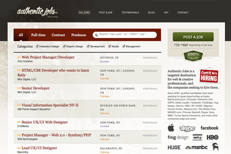 Authentic jobs