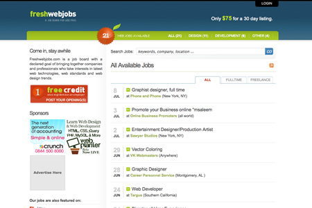 Fresh web jobs