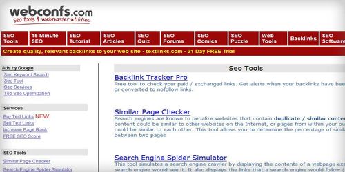 Webconfs Seo Tools