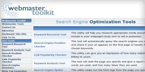 Webmaster-Toolkit Search Engine Optimization Tools