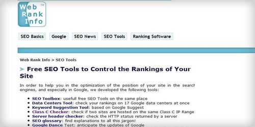 Webrankinfo Free SEO Tools