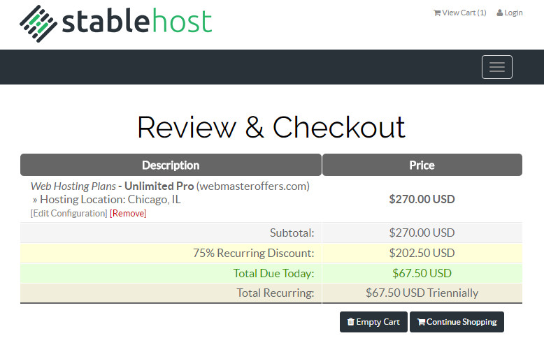 Stablehost Black Friday 75% OFF for LIFE, limited to 500 New Customers Only 1 75% OFF life time shared web hosting