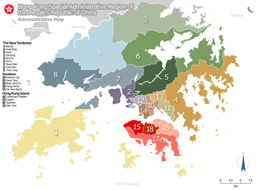 Map of Hong Kong Regions