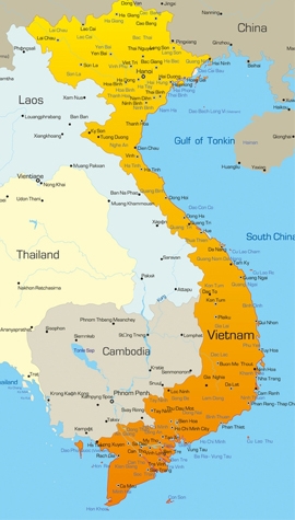 teach in Vietnam - map