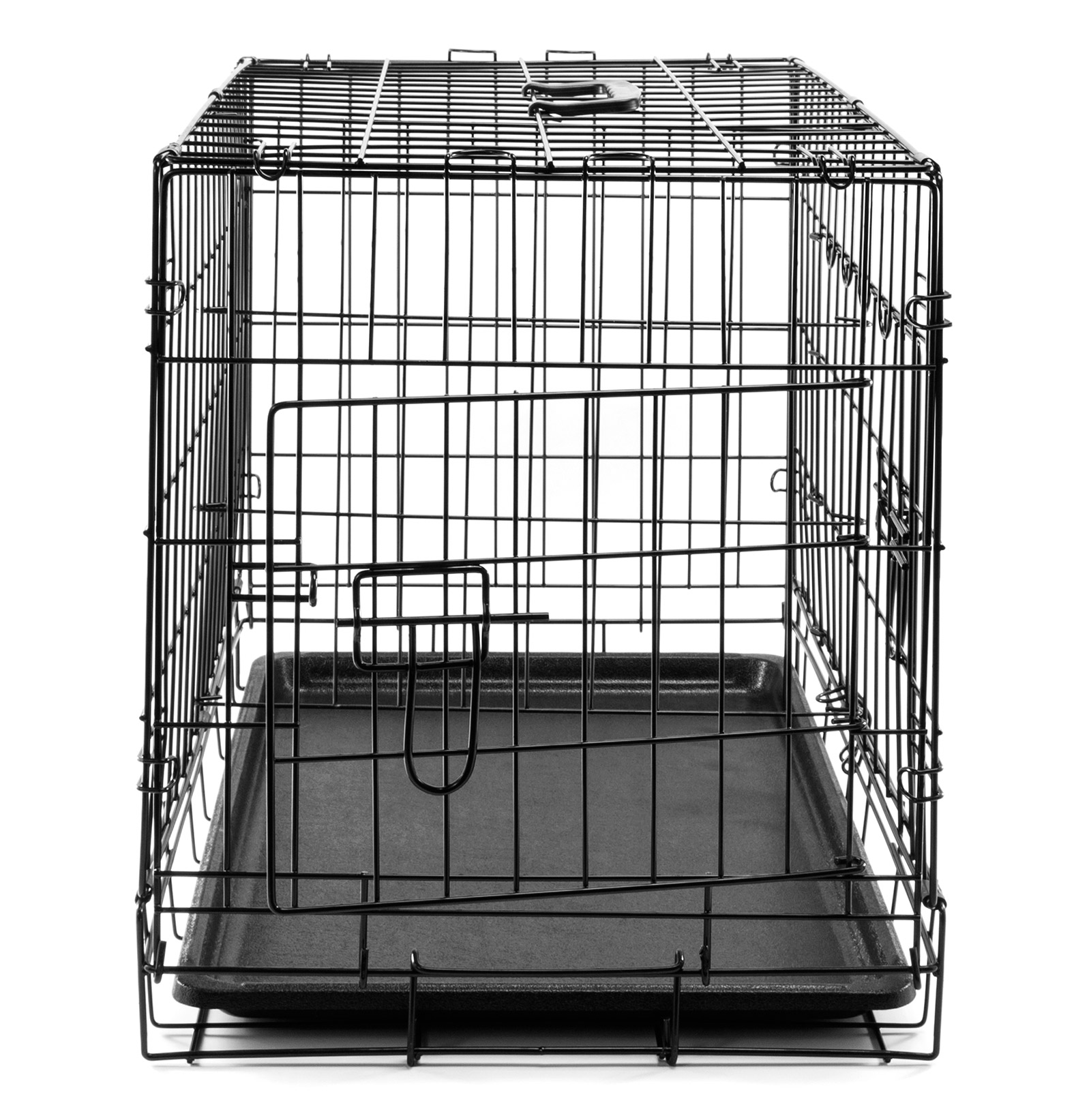 30" Dog Cage Crate Folding Kennel with Divider Pet Puppy Pen ABS Tray Pan