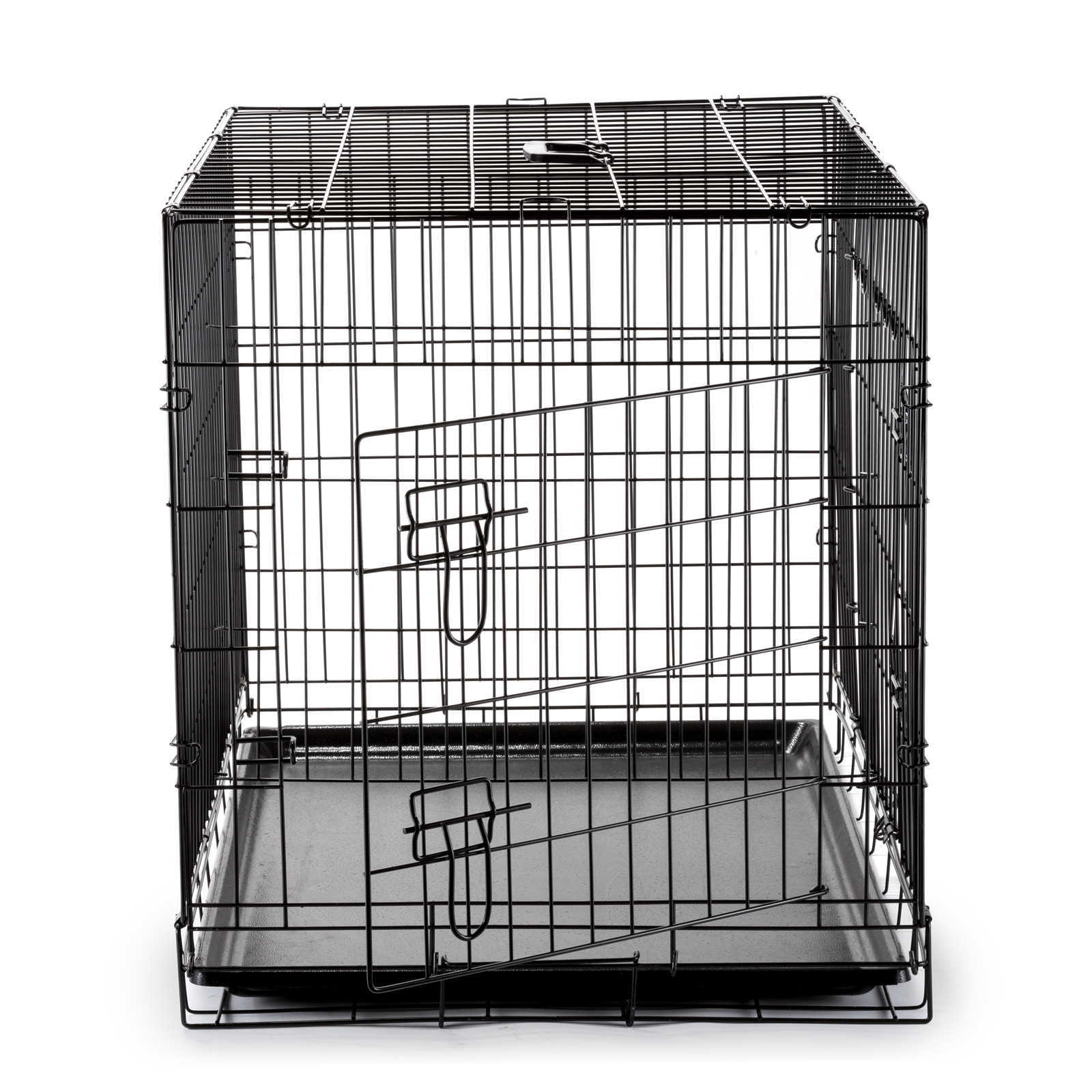 48" Dog Cage Crate Folding Kennel with Divider Pet Puppy Pen ABS Tray