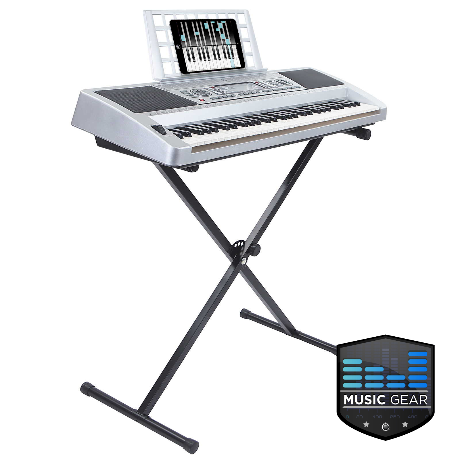 61 Key Digital Midi Electronic Music Electric Keyboard Piano with Stand Silver eBay