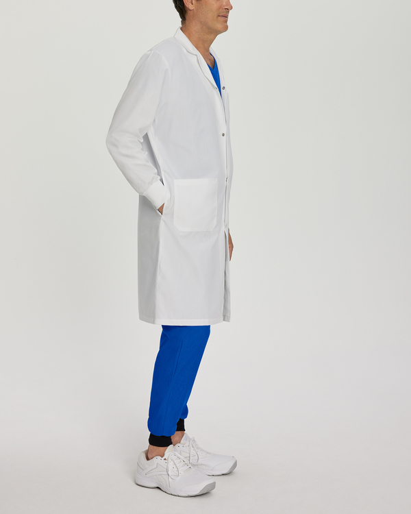 Photo of White Cross Scrubs Labcoat With Patch Pockets Color White Side Vue 013