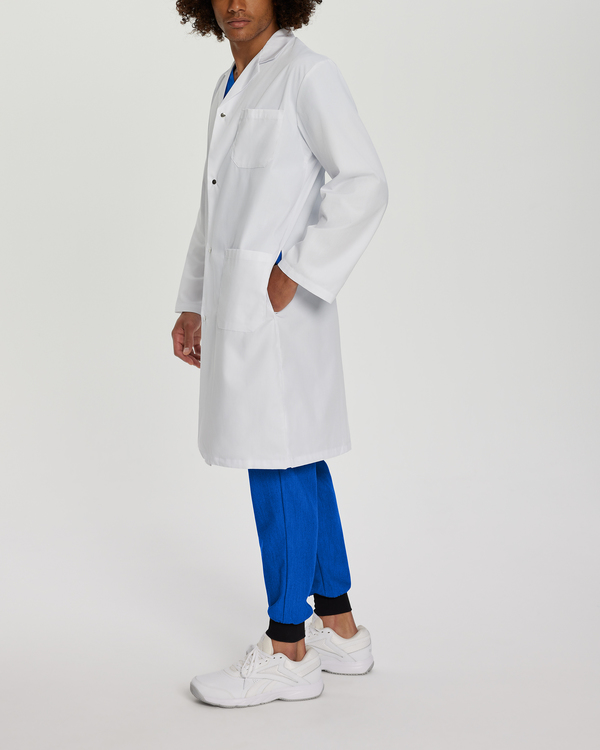Photo of White Cross Scrubs Labcoat With Patch Pockets Color White Side View