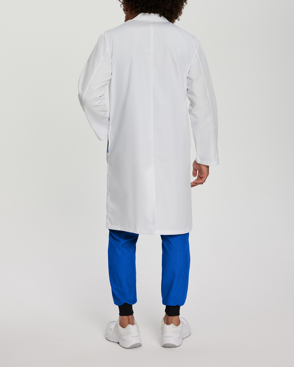 Photo of White Cross Scrubs Labcoat With Patch Pockets Color White Back View