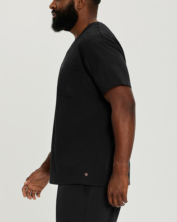 Photo of White Cross Scrubs Chest Pocket V-Neck Top Color Black Side Vue 004