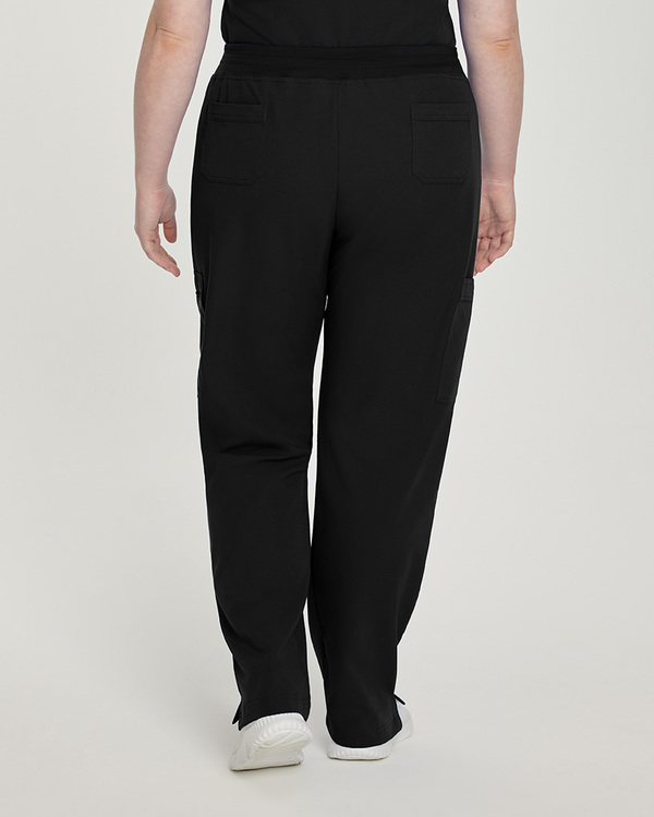 Photo of White Cross Scrubs Decorative tape drawstring, Zipped cargo pockets Pant Color Black Back Vue 006