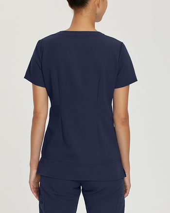 Photo of White Cross Scrubs V-Neck Top With Zip Pocket Color Navy Back Vue 010
