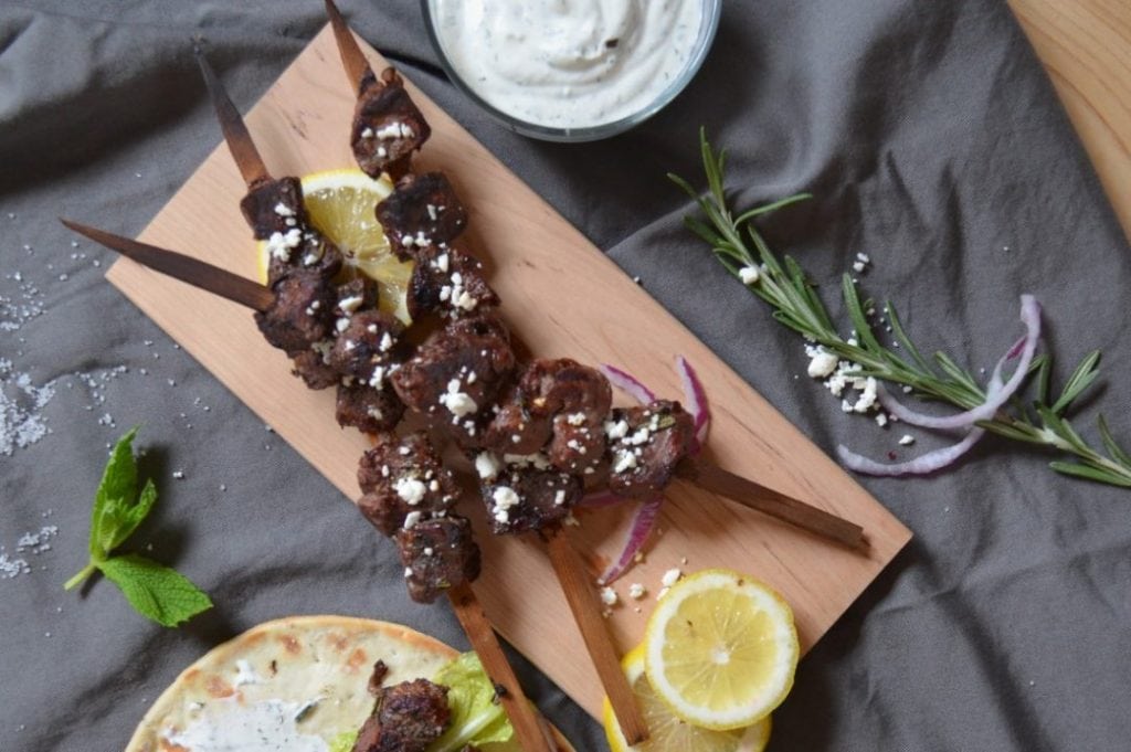 Grilled LemonFeta Lamb Skewers Recipe Wildwood Grilling