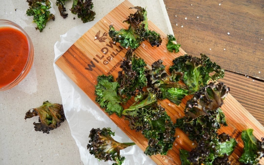 Kale Chips Smoked on Cedar Plank Recipe Wildwood Grilling