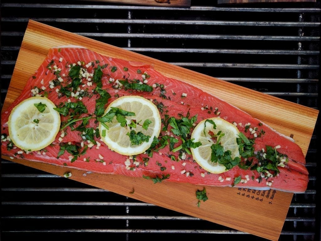 Simple Cedar Planked Salmon Recipe Herbs & Lemon