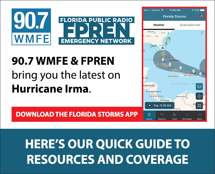 90.7 WMFE will be with you throughout the storm. Here’s an outline of our on-air coverage and more resources >>
