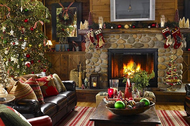 Colorful-Christmas-Living-Room-Picture-imactoy Holiday Decorated Living Room