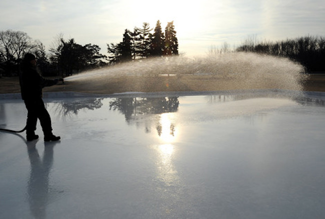 filling Backyard Ice Rink - Filling